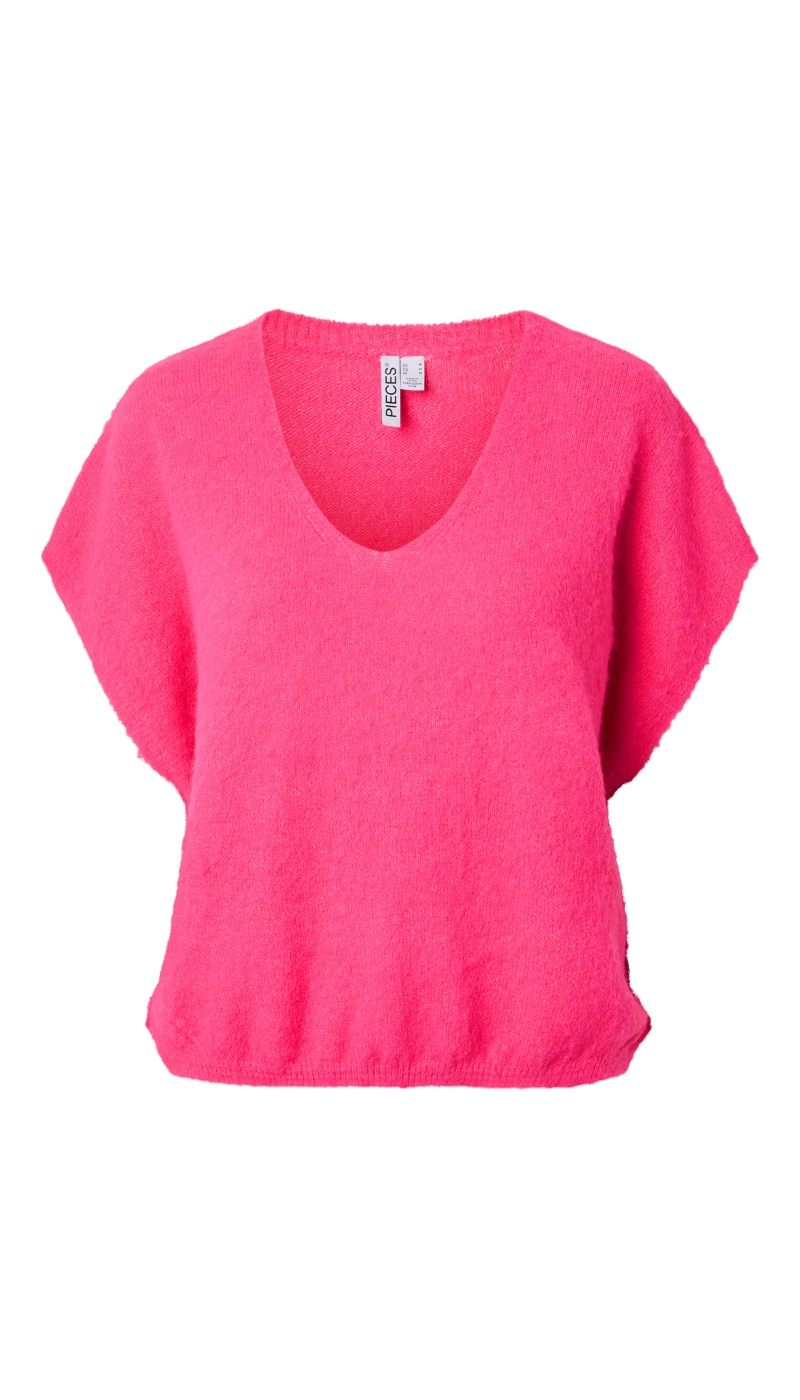 Pull Maille Shocking Pink PCALLIE PIECES - 5 | TOP